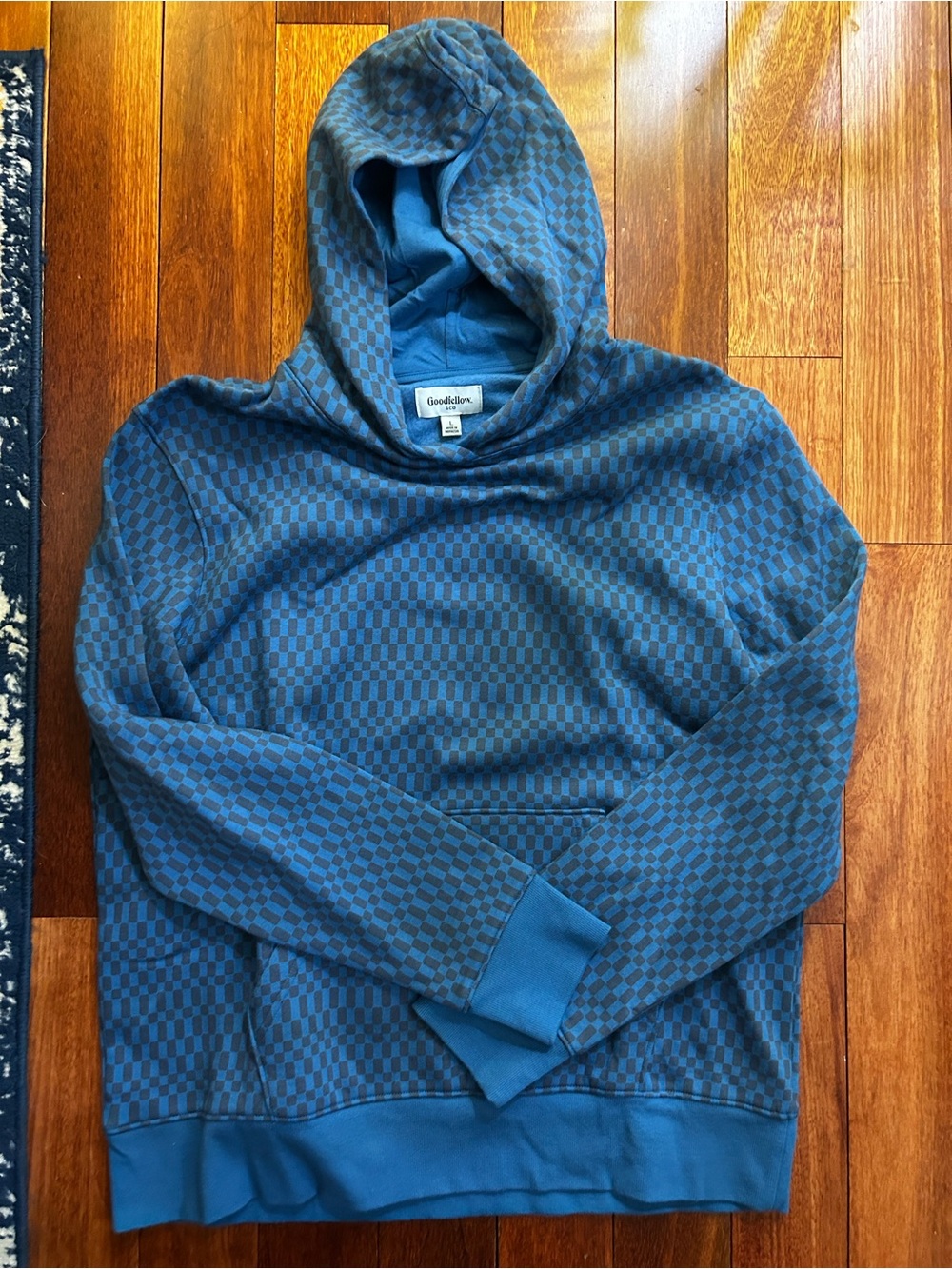 Goodfellow & Co Blue and Gray Checkerboard Hoodie